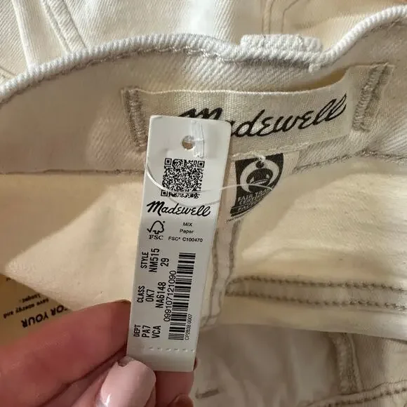 29 Madewell Cream Off White 90s Straight Leg Jeans NWT - Picture 6 of 7